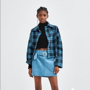 Zara Checkered Cropped Flannel Jacket